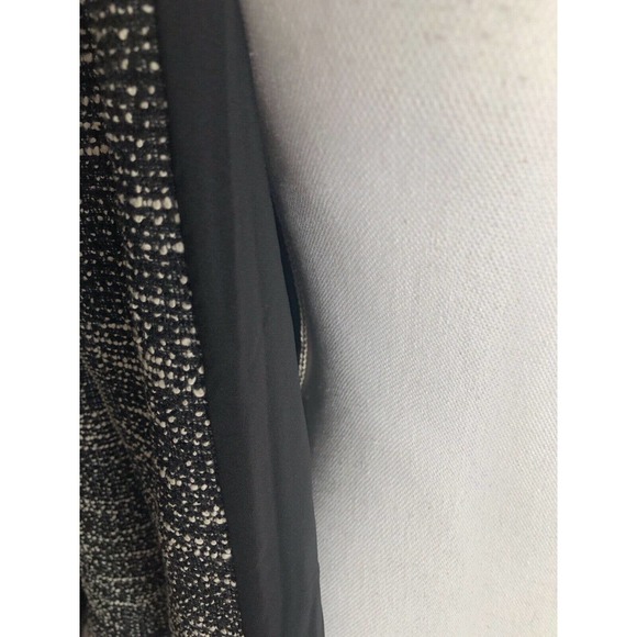 Club Monaco Long Boucle‎ Knit Black White Zip Blazer Leather Look Satin Trim M - Picture 9 of 12